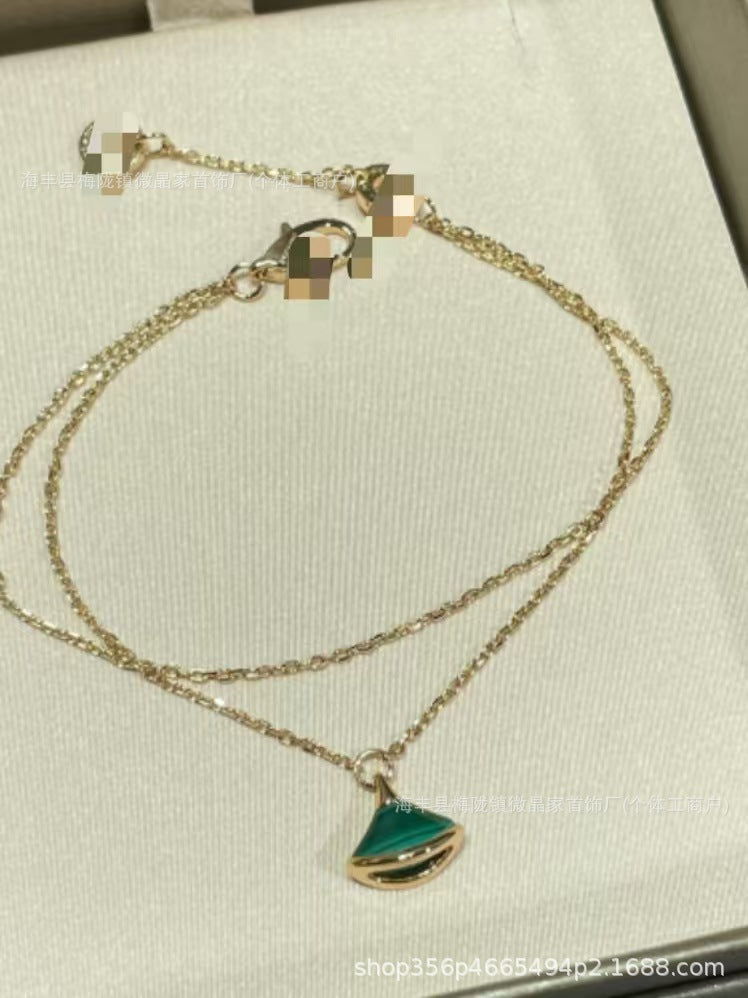 宝家扇子手链精工版裙子手链厚金电镀18k双链天然玛瑙工厂直销