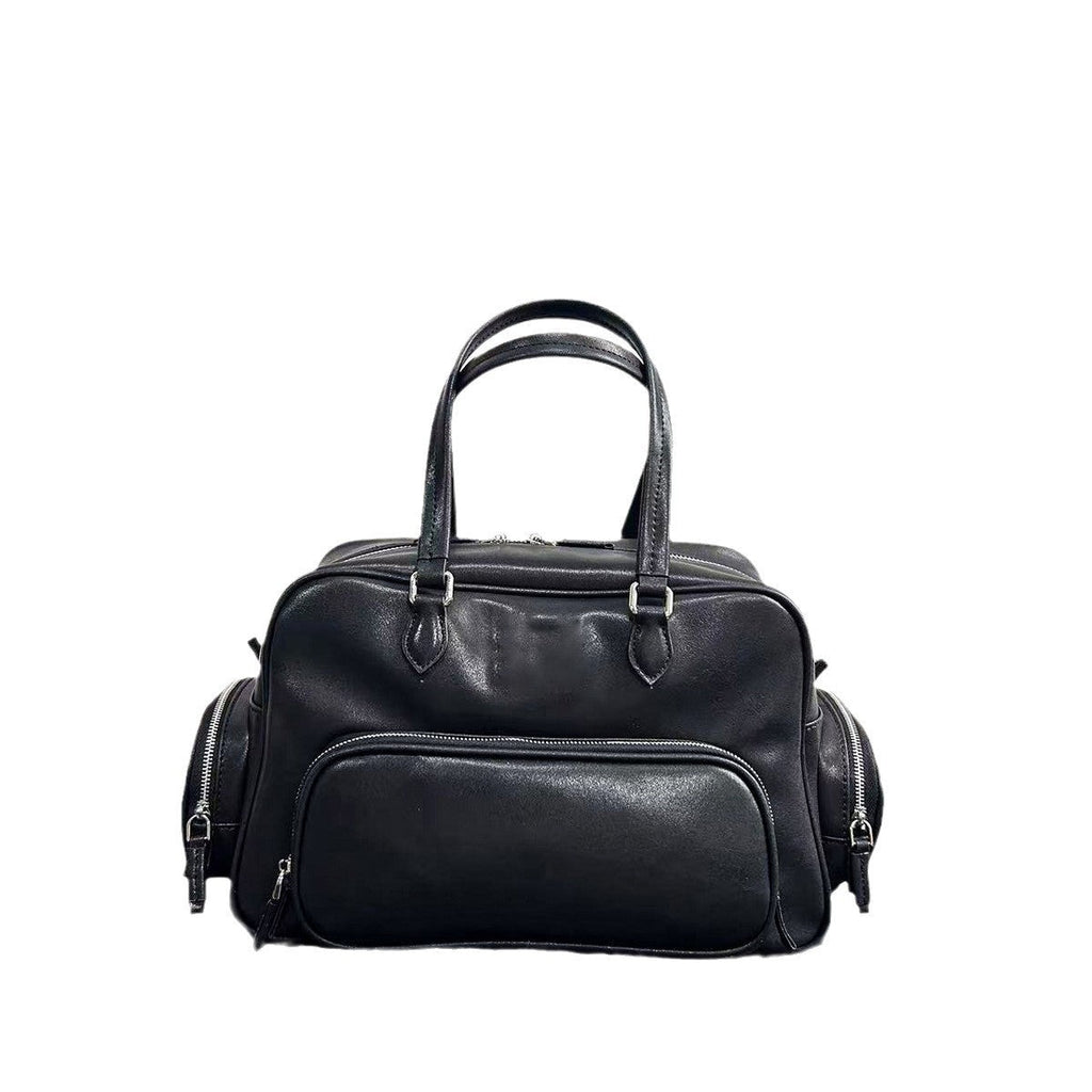 2024新款高级复古口袋机车包时尚通勤手提包大容量单肩大包包女