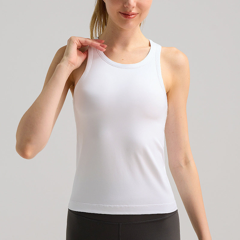 lulu裸感瑜伽服女长款无袖健身背心速干透气跑步美背运动休闲上衣