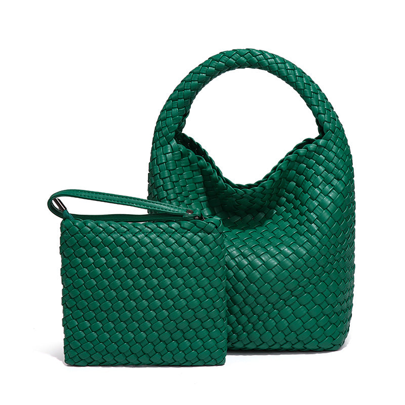 女包工厂2025新品手工编织包包女单肩斜挎腋下手提时尚子母托特包