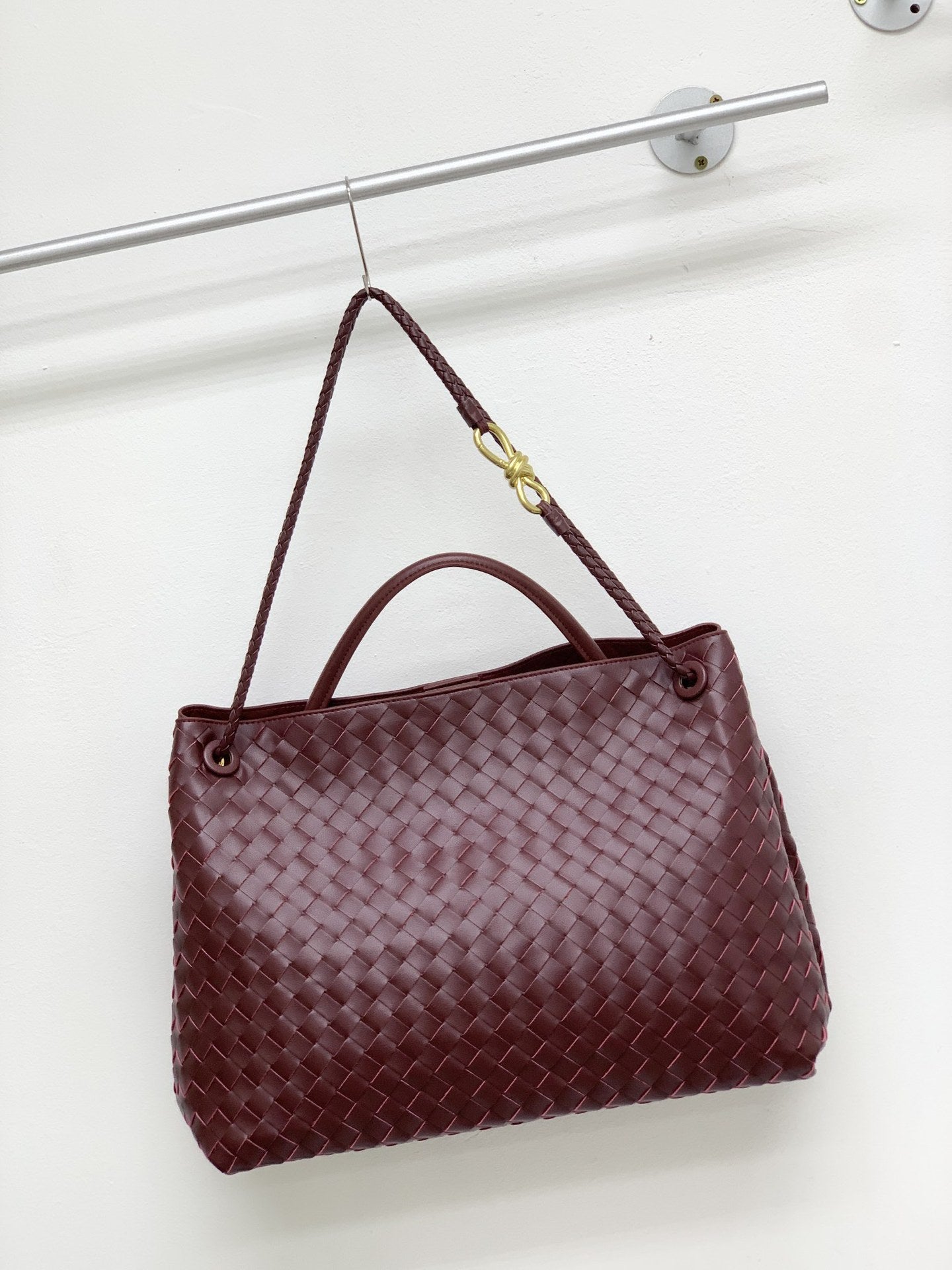 真皮编织包金属绳扣手提包牛皮单肩斜挎包大容量时尚托特包秋冬新