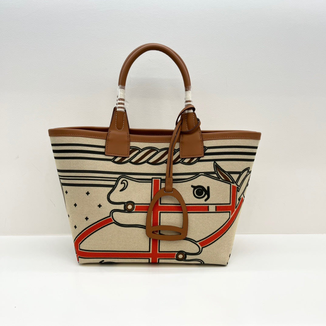 女包高级时尚百搭腋下托特包手工编织牛皮拼帆布撞色手提菜篮子包