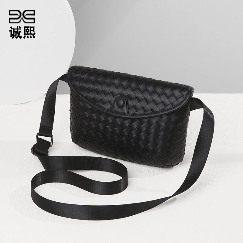 外贸批发宽肩带腰包2025新款韩版胸包手工编织女包休闲单肩小挎包