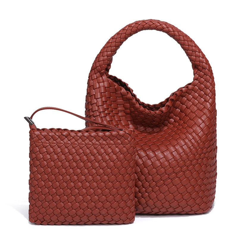 女包工厂2025新品手工编织包包女单肩斜挎腋下手提时尚子母托特包