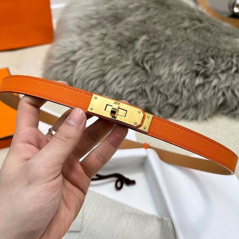 手工缝线Kelly真皮细腰带锁扣可调节时尚百搭配西装连衣裙装饰