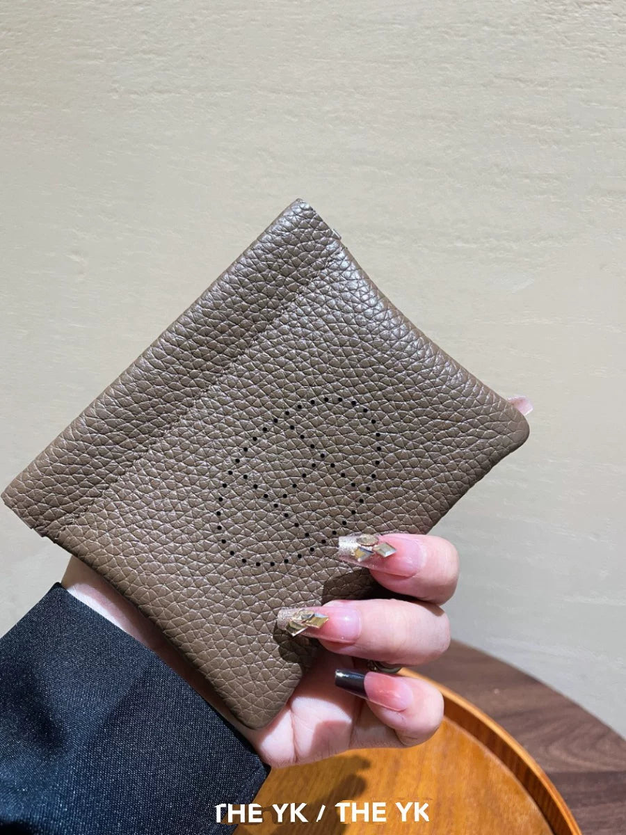 H家真皮零钱包togo牛皮镂空卡包车钥匙口红收纳包迷你精致证件包