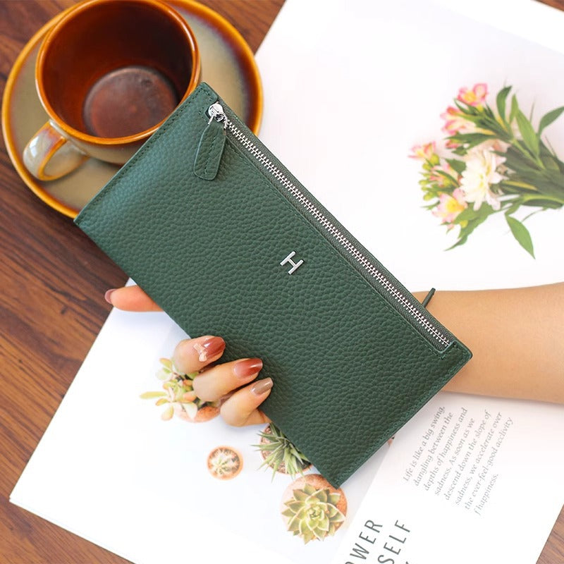 超薄真皮钱包女士2024新款高档头层牛皮手拿手机包卡包精致零钱包