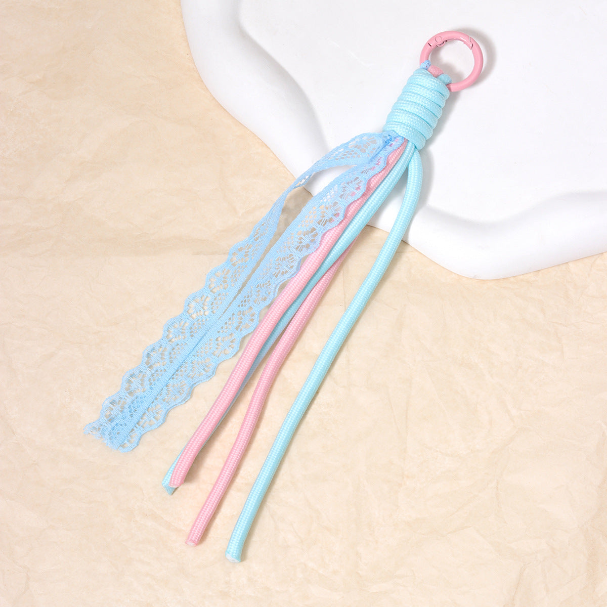 DIY欧美波西米亚风涤纶纯手工编织钥匙扣包包挂件批发跨境亚马逊