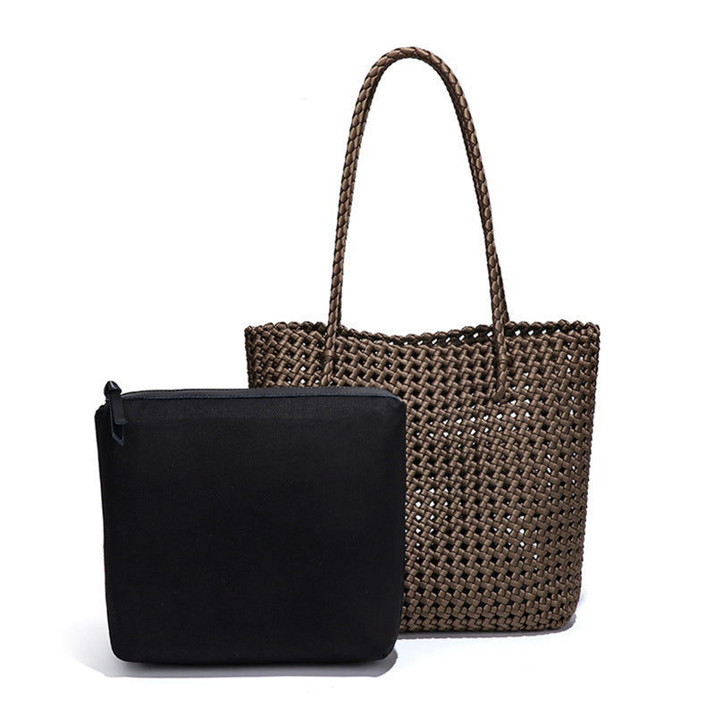 厂家新款镂空手提子母包风车结菜篮编织包原宿风文艺女单肩腋下包