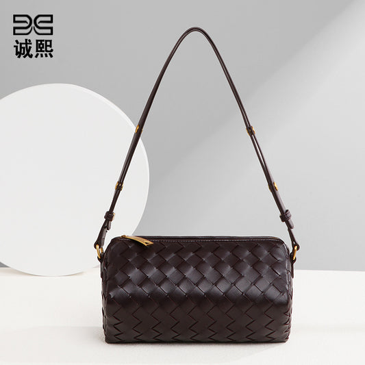 百搭韩版小众单肩腋下女包编织潮流复古手提相机包休闲斜挎笔筒包