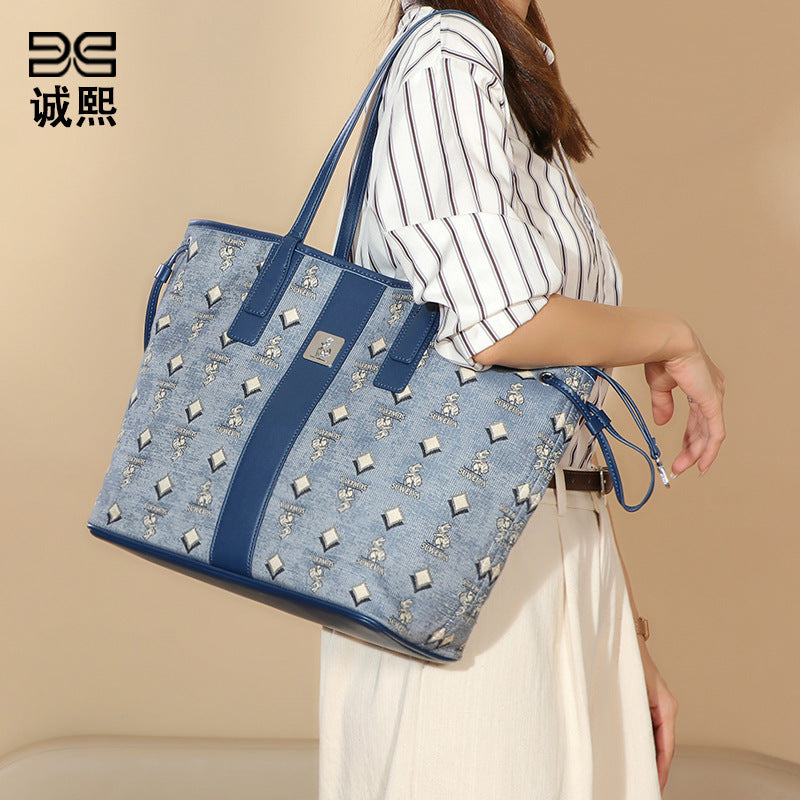 大容量通勤包包女休闲百搭潮简约托特包高级感小众洋气手提单肩包