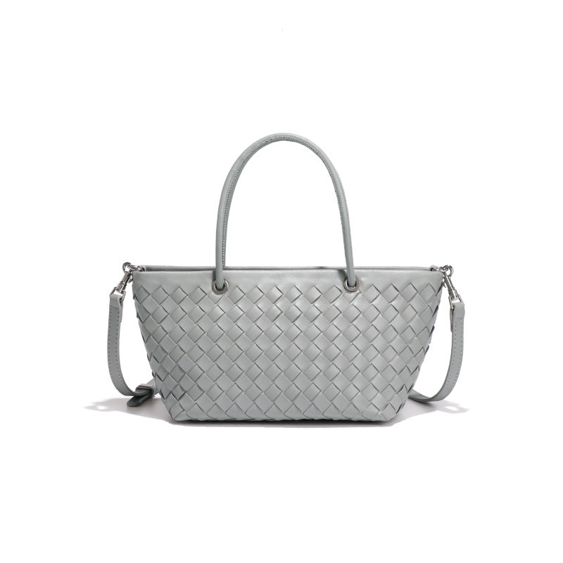 跨境欧美时尚女包手工编织批发简约高级大容量手提单肩斜挎托特包