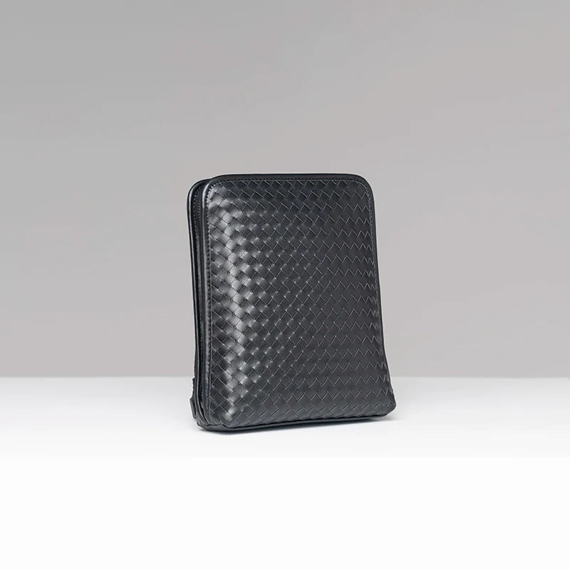 x&bv男包真皮背包单肩包斜挎包男士休闲牛皮编织竖款时尚小平板包