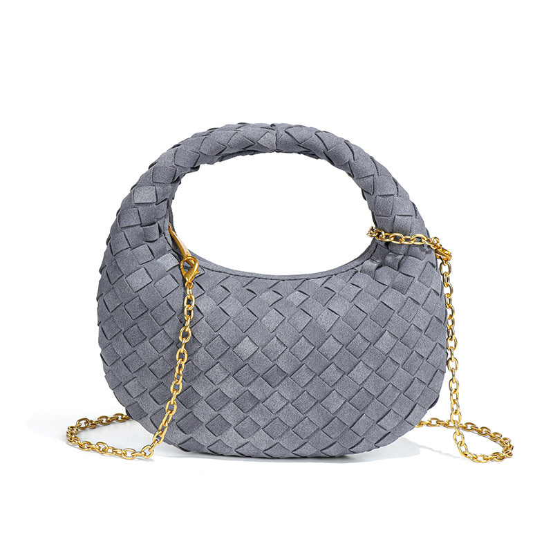 韩版潮流迷你可爱手拿包秋冬磨砂手工编织小包单肩百搭斜挎包包女