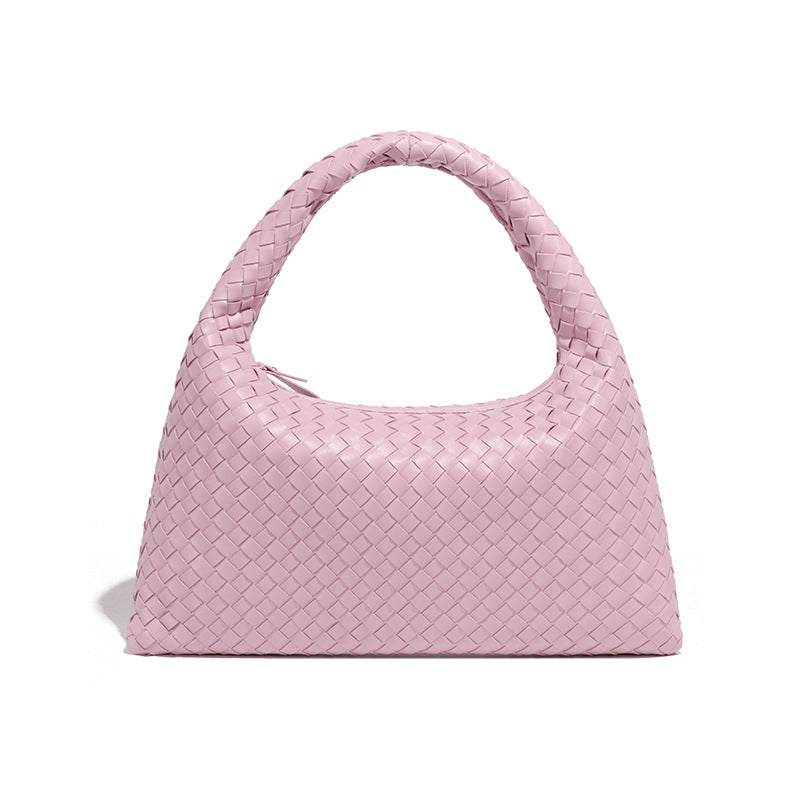 通勤百搭大容量复古手提女包质感休闲单肩腋下包时尚手工编织包包