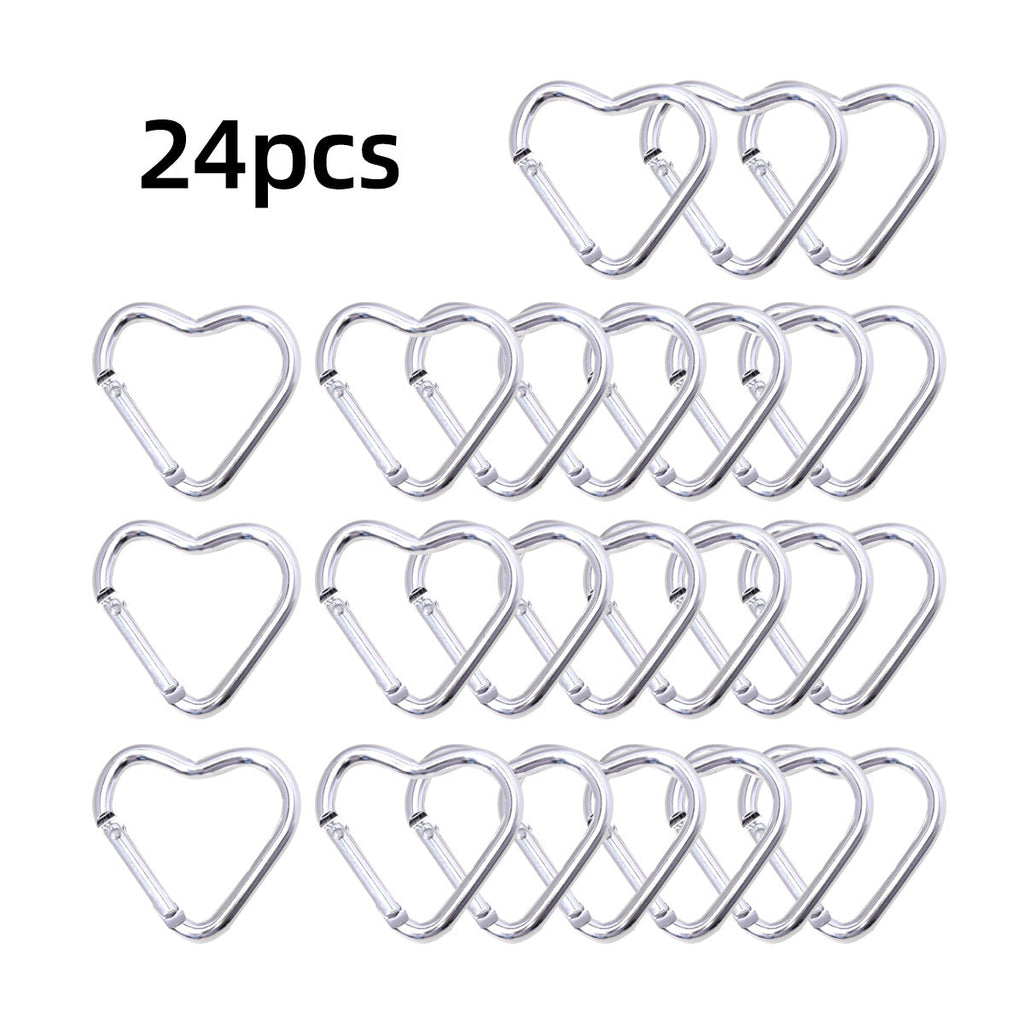 跨境代发贴标银色登山扣合金快挂扣心形钥匙扣背包扣爱心弹簧