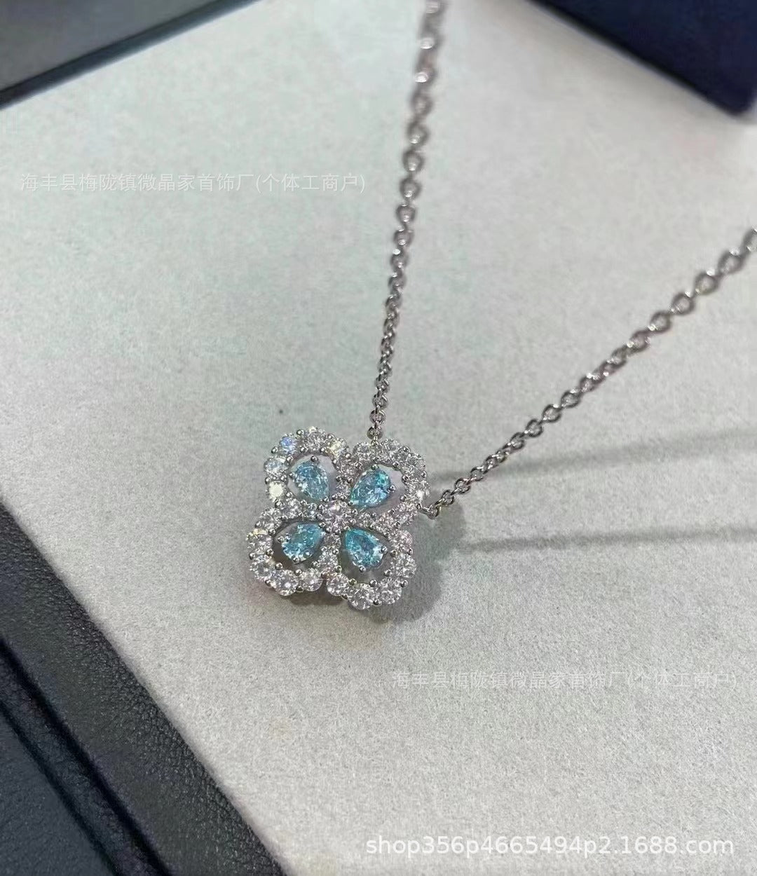 高版四叶草loop纯银项链满钻S925银轻奢小众女高级气质新爆设计感