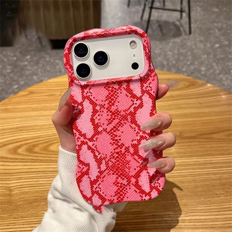 高级感蟒蛇纹适用苹果17promax手机壳iPhone16波浪菲林二合一1514