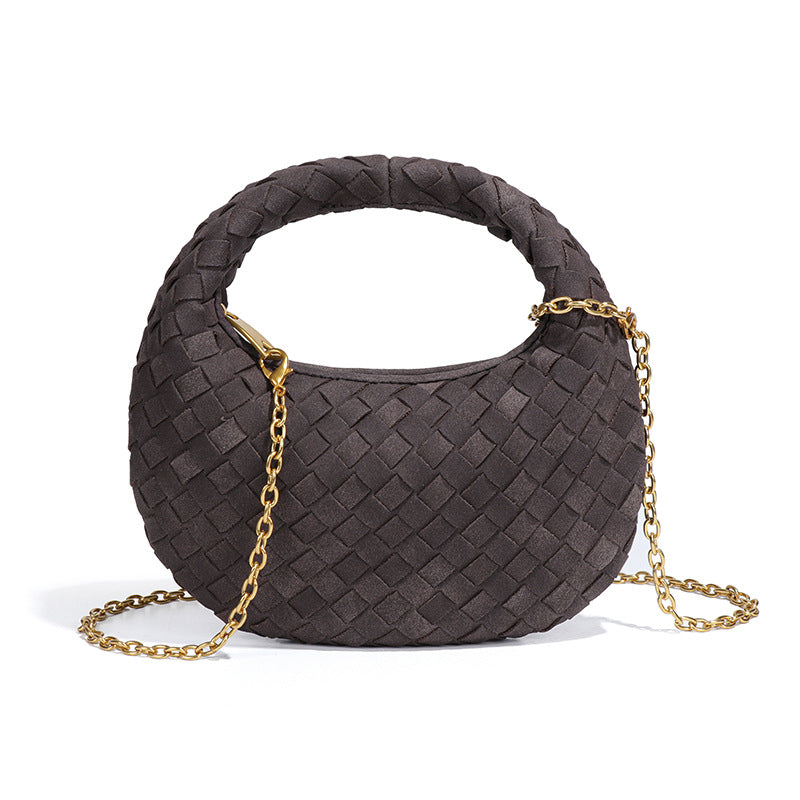 磨砂定制编织小圆包秋冬新品百搭复古手提包迷你可爱单肩斜挎女包