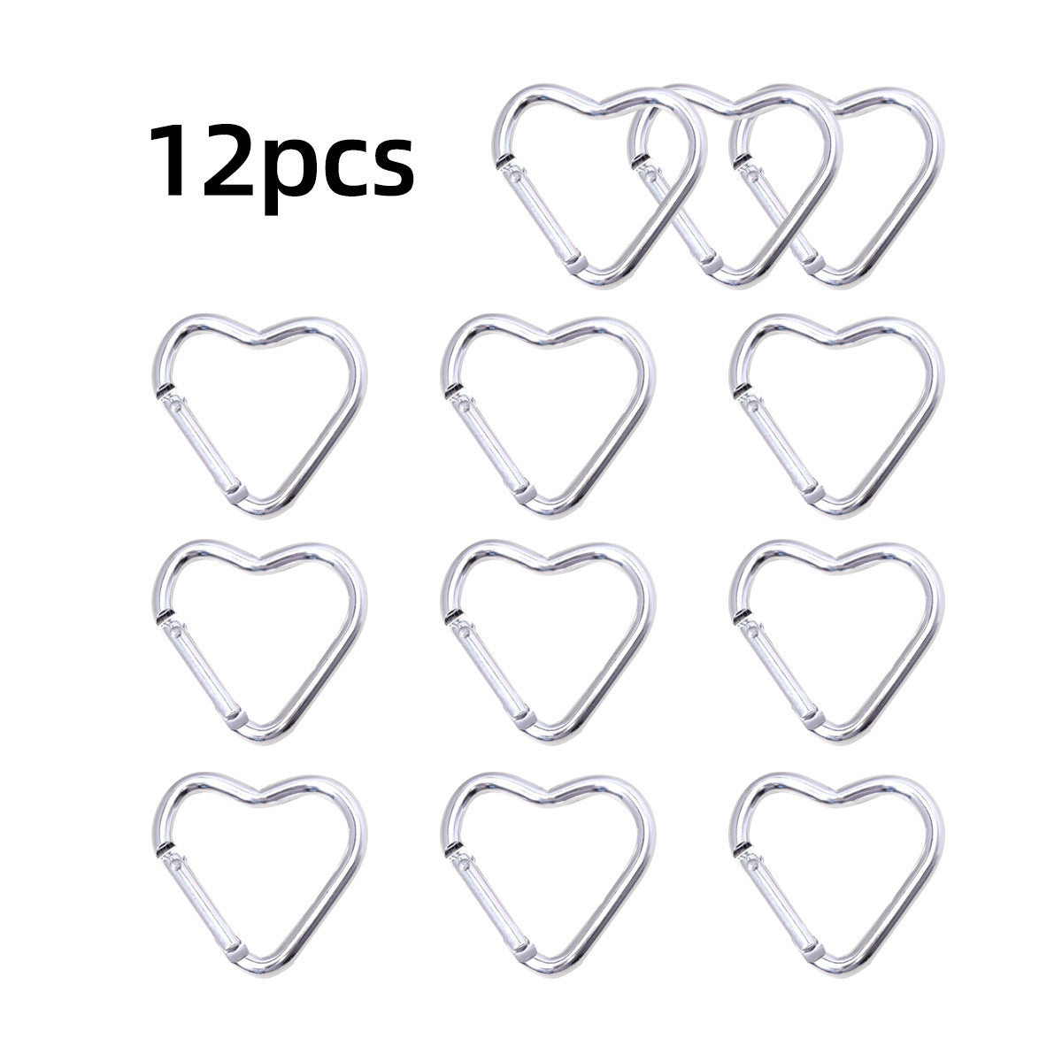 跨境代发贴标银色登山扣合金快挂扣心形钥匙扣背包扣爱心弹簧