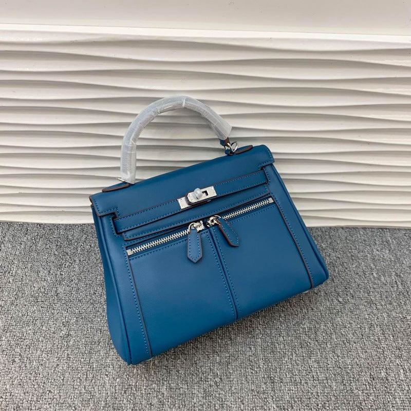 大牌仿牌新款swif双肩带凯莉包牛皮女包单肩斜挎手提包包一件代发