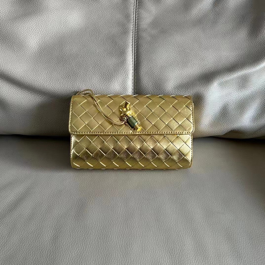 欧美时尚真皮小方包2023新款高档牛皮编织包简约单肩斜挎女士包包