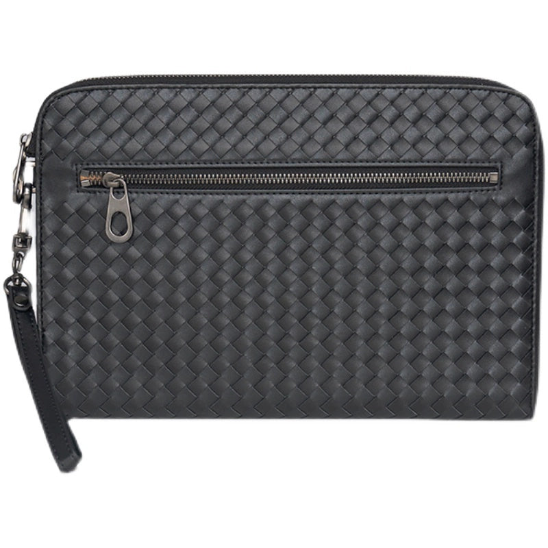 X&BV手拿包男真皮休闲大容量编织平板ipad包文件信封手包男商务潮