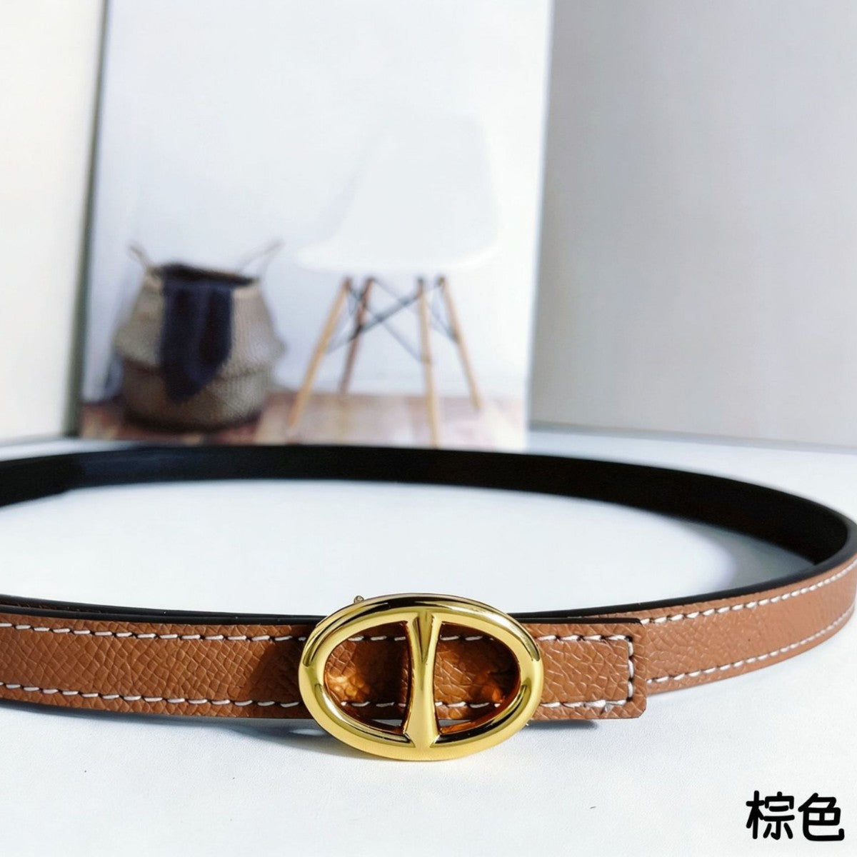 猪鼻子双面手掌纹细腰带女夏季装饰百搭连衣裙配牛仔裤腰带装饰
