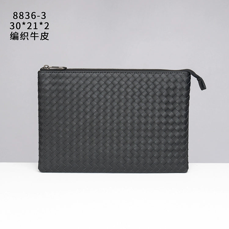 X&BV男士包包手拿包真皮休闲编织新款手包男大容量信封包时尚潮流