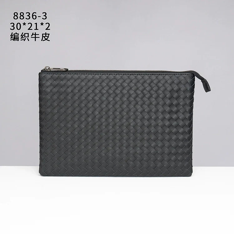 X&BV男士包包手拿包真皮休闲编织新款手包男大容量信封包时尚潮流