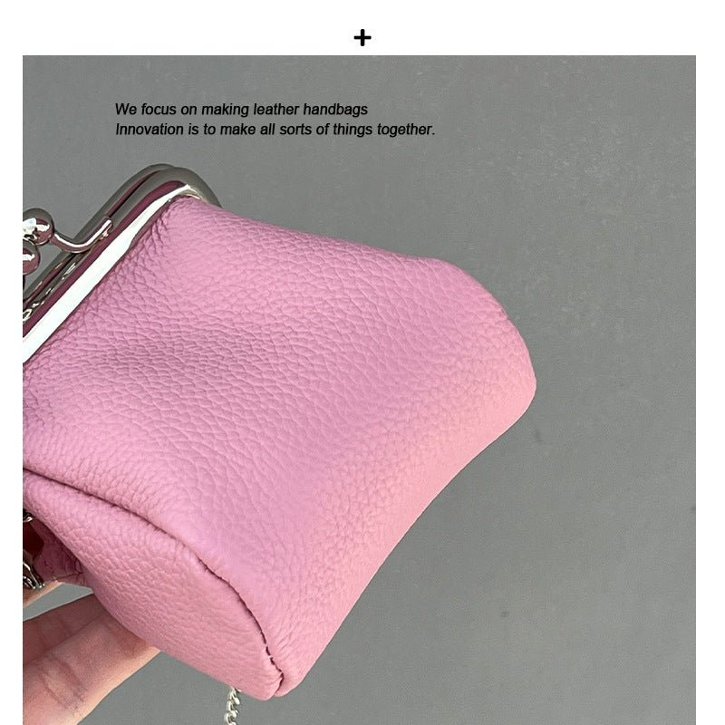 新款真皮迷你口红包ins风头层皮多功能口红盒便捷零钱硬币收纳包