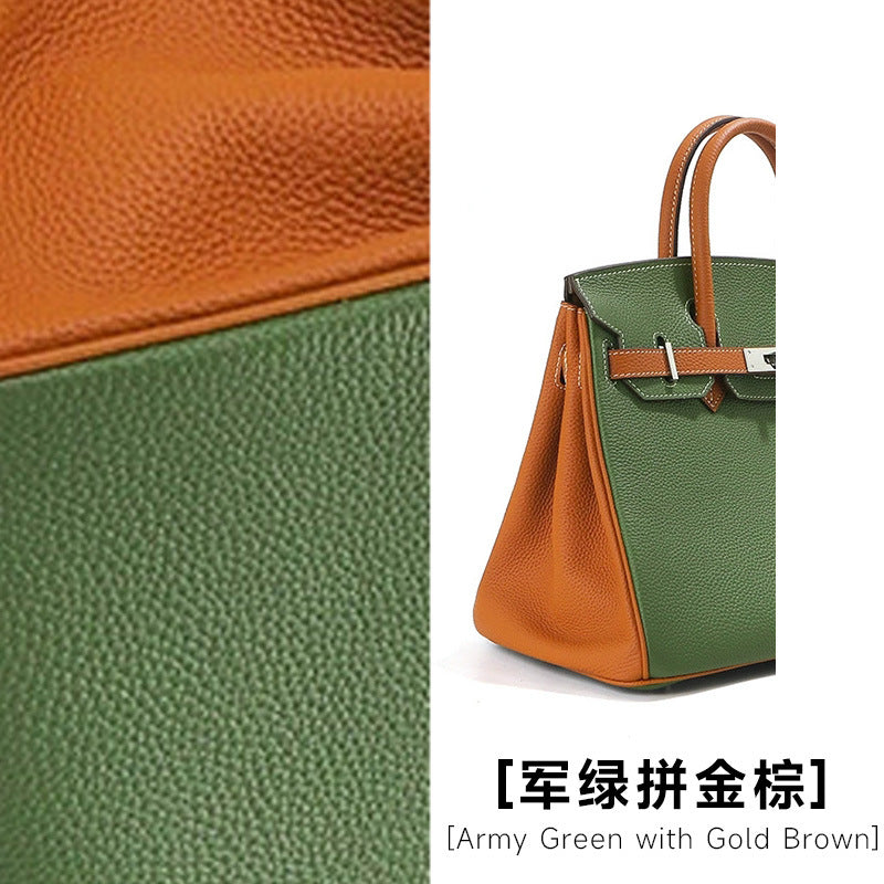 头层牛皮铂金包真皮女包大容量凯丽手提包女高级感通勤单肩斜挎包