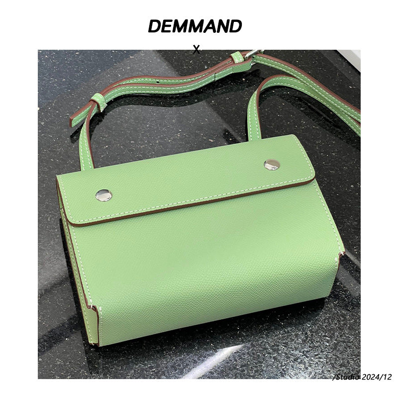 2024新款真皮中古款小腰包女手掌纹小方包简约通勤肩斜挎信封包潮