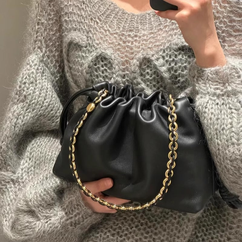 高品质Flamenco云朵包抽绳福袋包头层羊皮腋下包斜挎单肩包女包