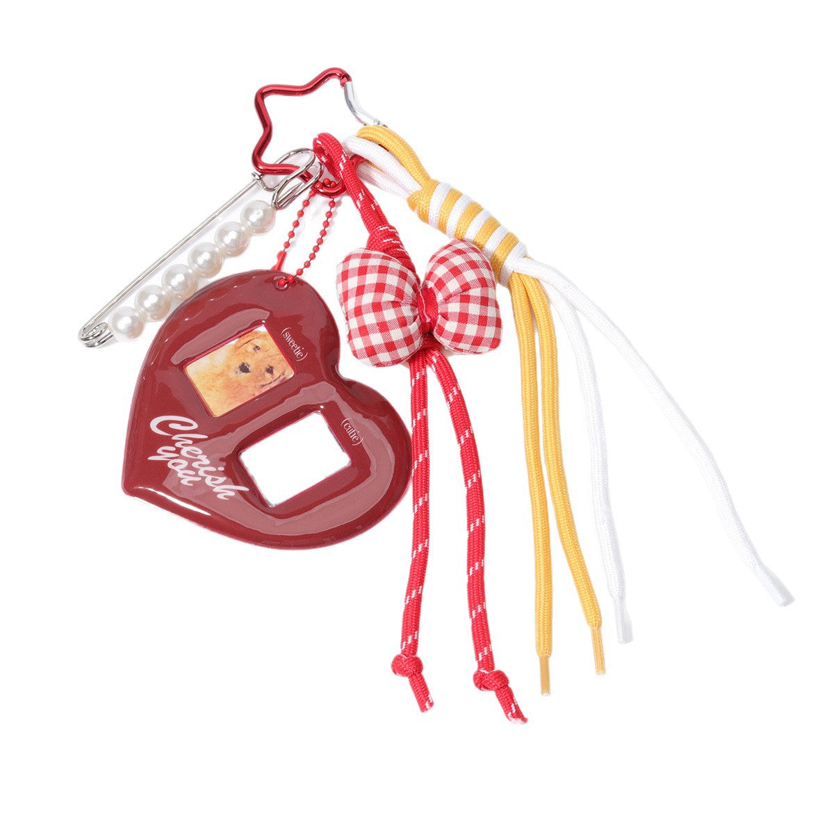 ins红色爱心id小卡证件照爱豆大头贴情侣卡套挂件钥匙扣挂链装饰