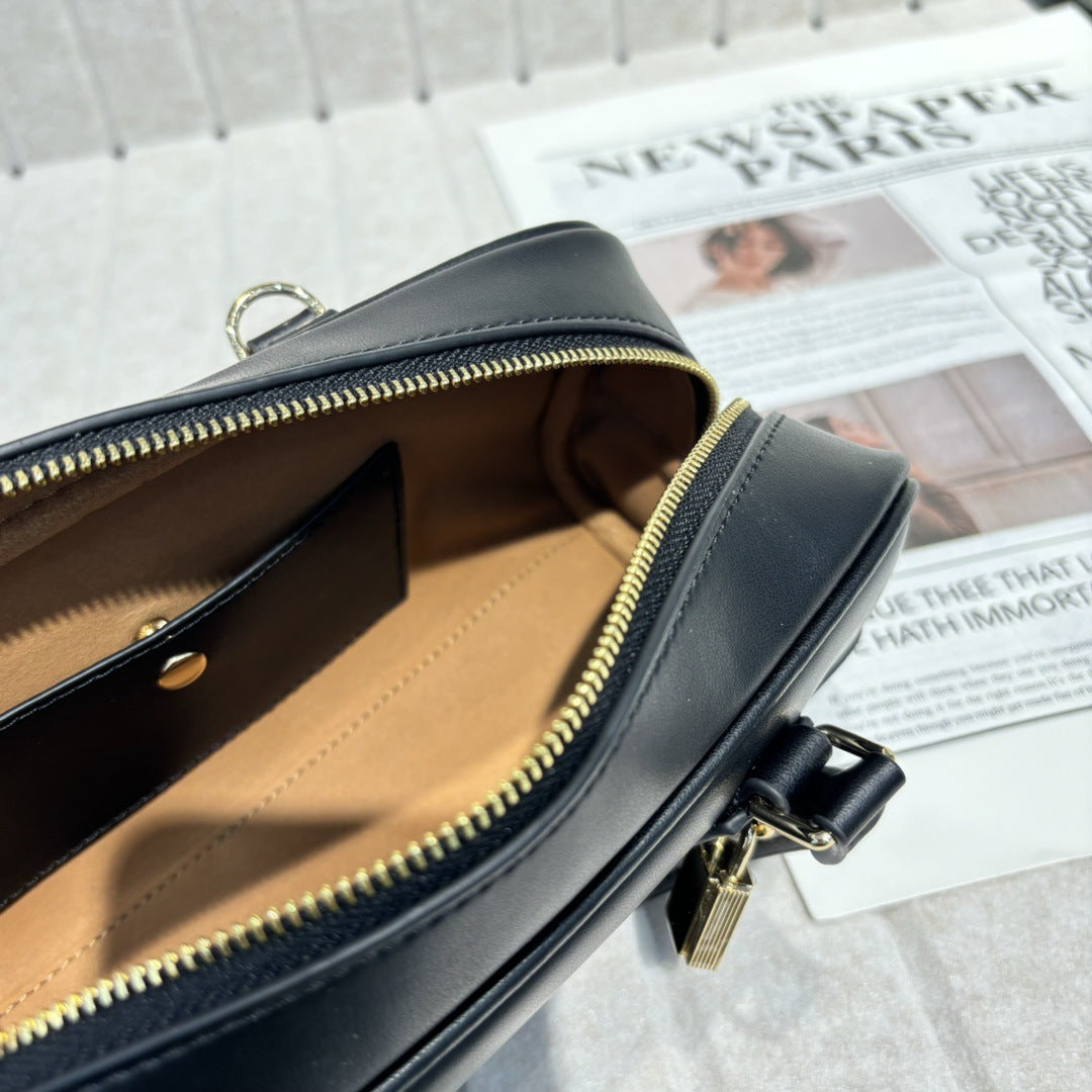 婉云质感真皮2025新款单肩斜挎包迷你复古手提保龄球包小众设计