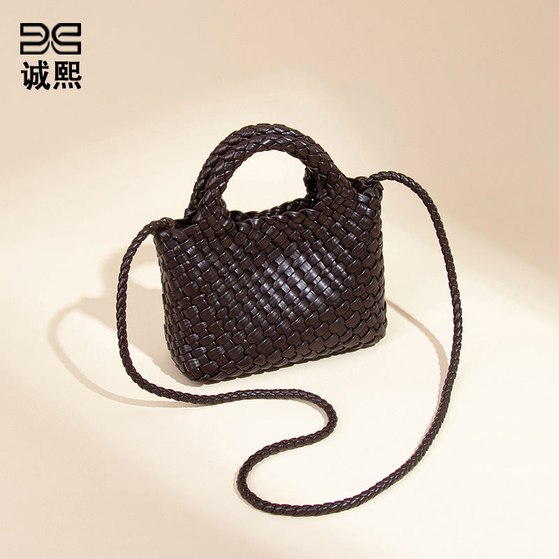 菜篮子编制包包包小巧迷你小水桶单肩斜跨包精致可爱高级感手拎包