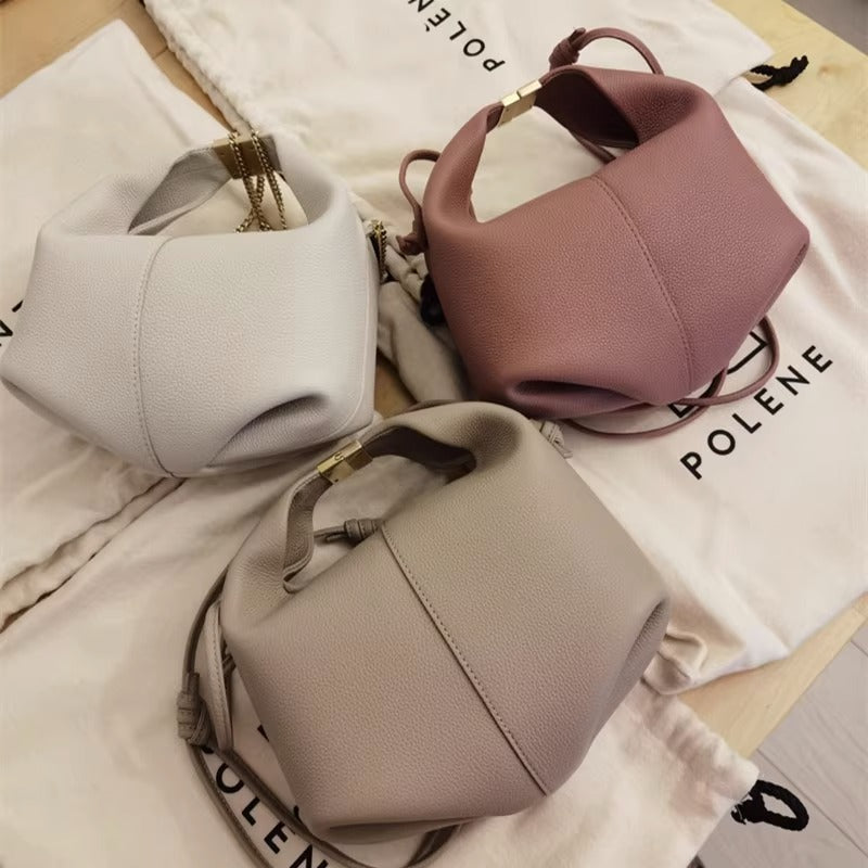 法国poleno paris小众高级感牛皮单肩斜挎女包Number11饺子便当包