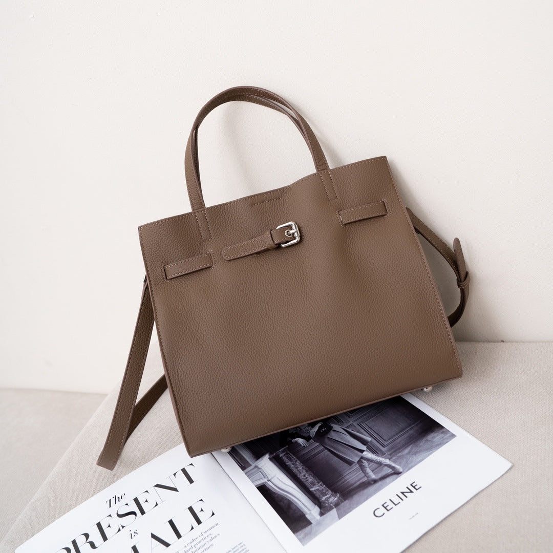 高级感头层牛皮大容量通勤单肩斜挎包 真皮手提包女士包一件代发