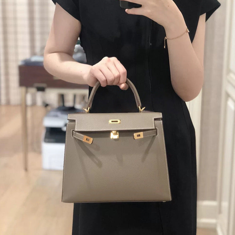 手掌纹牛皮二代凯丽包真皮女包百搭高级感mini手提包单肩斜挎小包