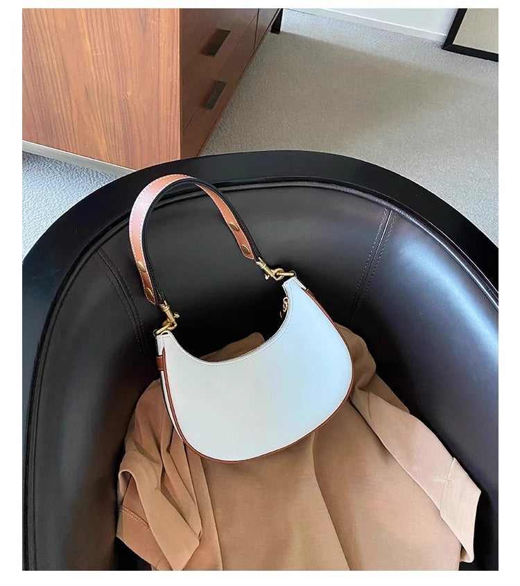腋下包女真皮半月马鞍包手提包2024新款小众高级感牛皮单肩斜挎包