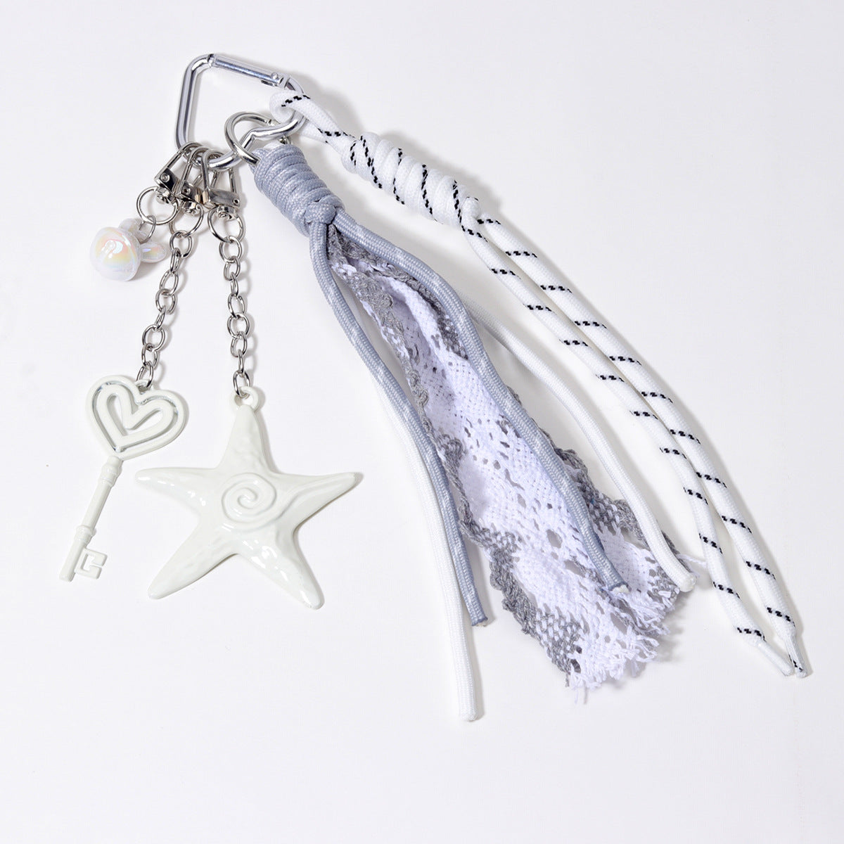 量大价优现货爱心钥匙蕾丝蝴蝶结吊孔兔子铃铛编织绳包挂钥匙扣