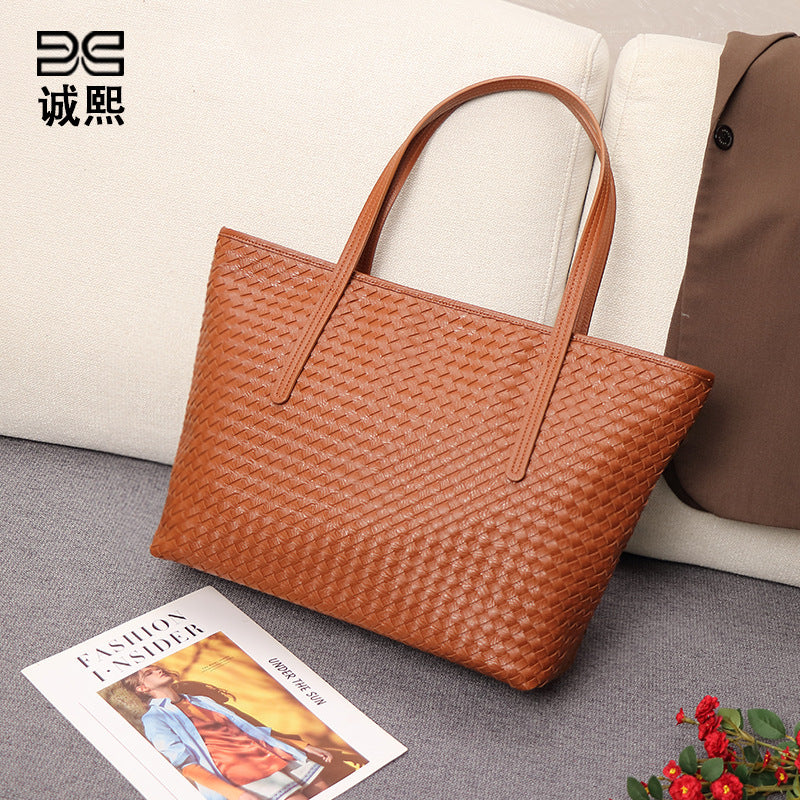 跨境大容量复古单肩手提包时尚百搭手工编织包包夏季腋下托特包女
