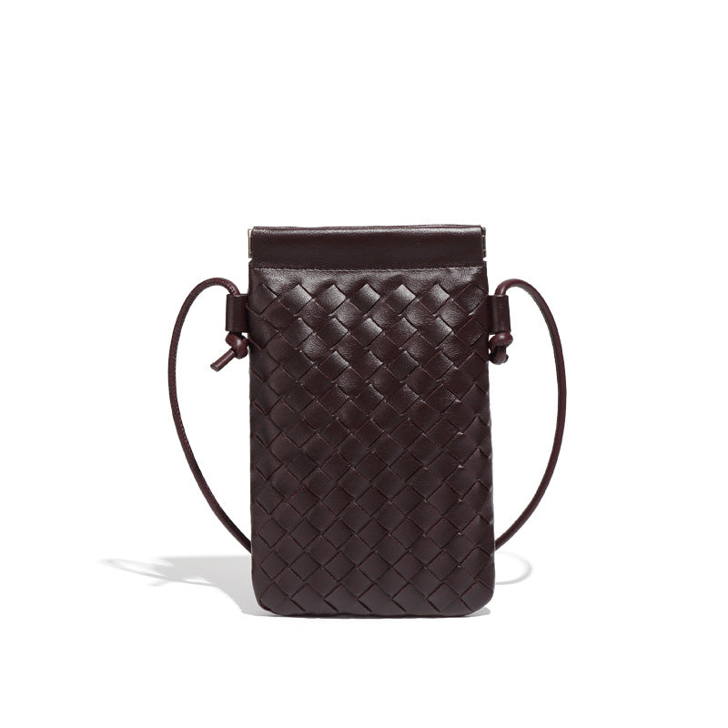 简约时尚新款迷你手机包手工编织包潮流复古小零钱包单肩斜挎女包