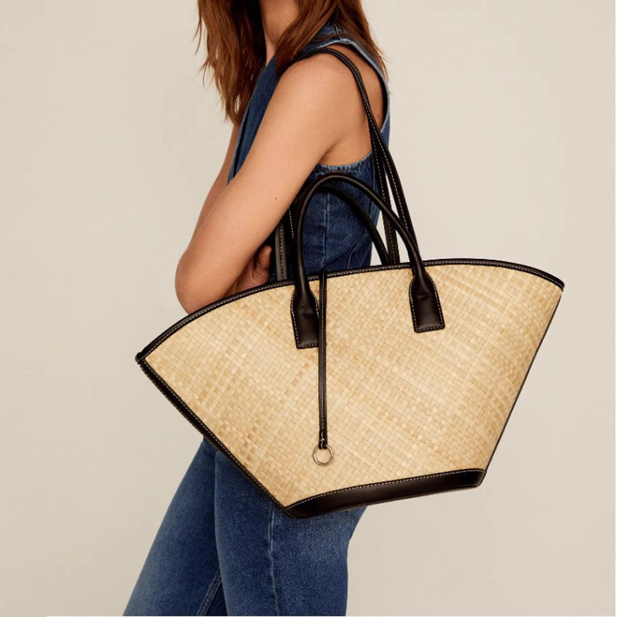 2024夏新款泰国手工草编包拉菲草度假手提包包单肩托特包女大容量