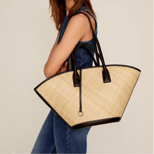 2024夏新款泰国手工草编包拉菲草度假手提包包单肩托特包女大容量