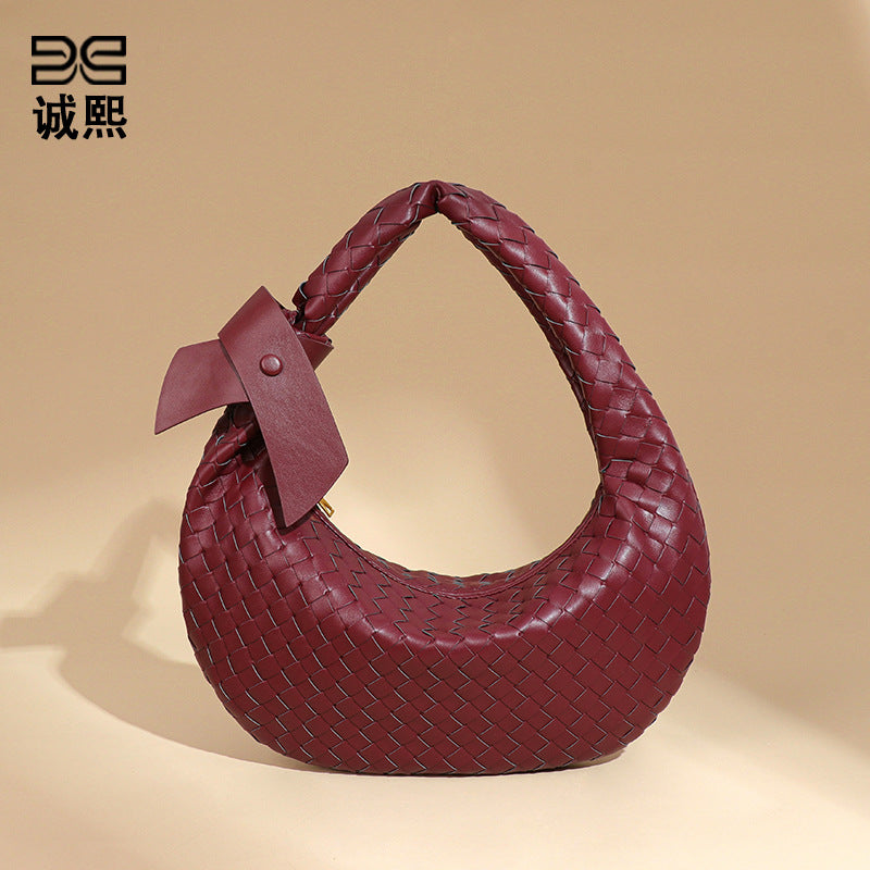 外贸批发大容量编织单肩女包慵懒风潮流月牙饺子包时尚手提腋下包