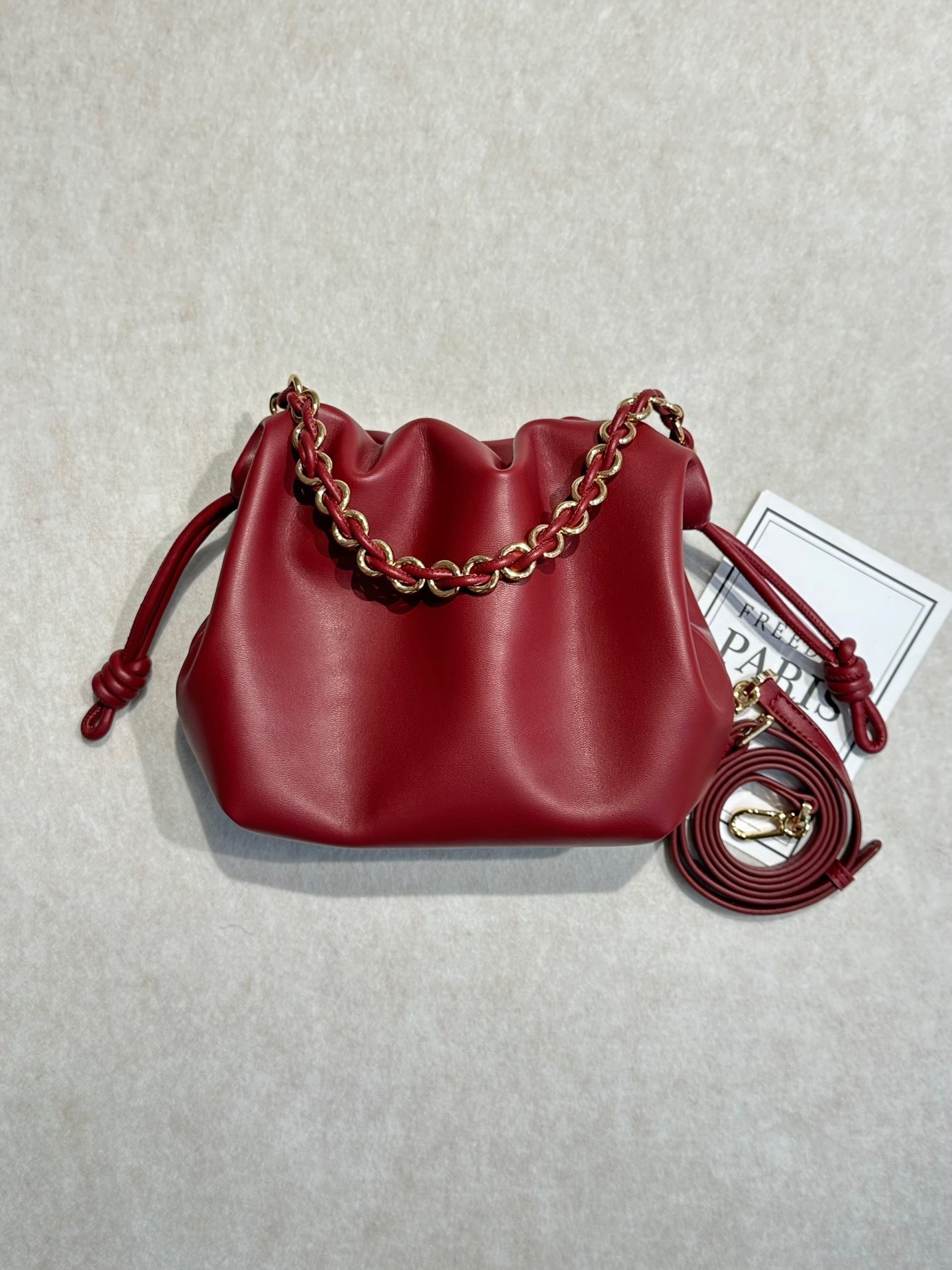 新品褶皱牛皮云朵包新中式抽绳福袋包时尚链条腋下包单肩斜挎小包