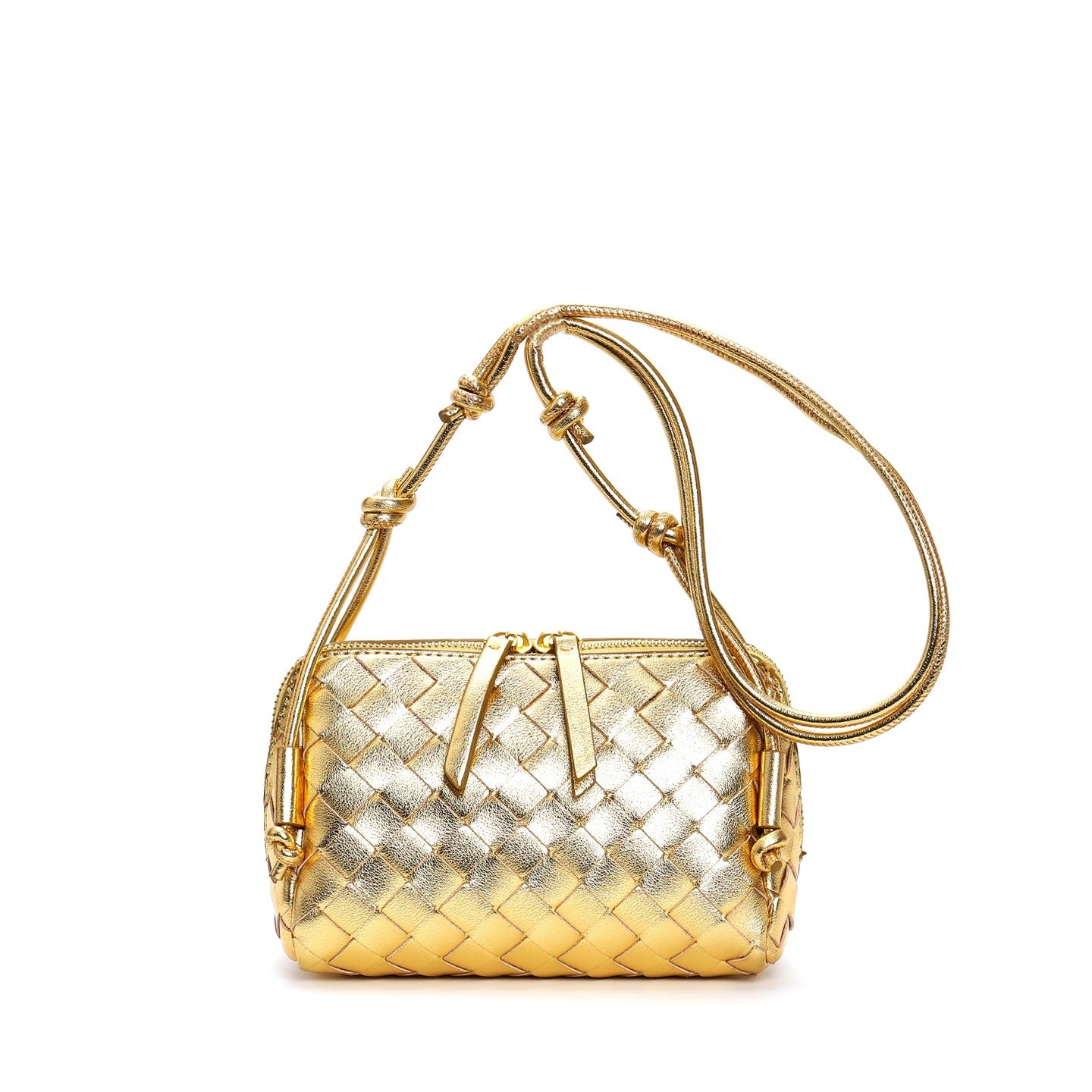 速卖通爆款编织小方包2025夏季新款小牛皮全皮单肩包法式迷你小包