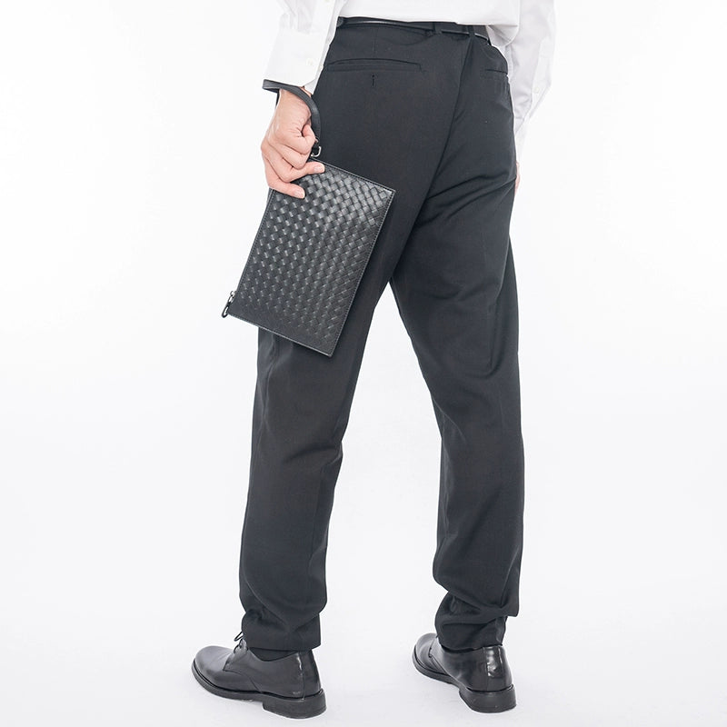 X&BV男手拿包真皮2020新款编织男包信封包商务休闲手抓包男手包男